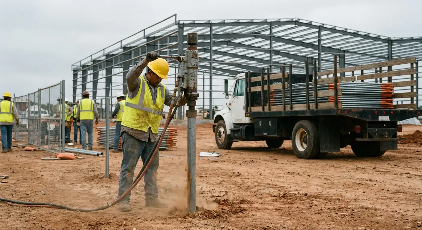 Industrial fencing installation site in San Jacinto, CA