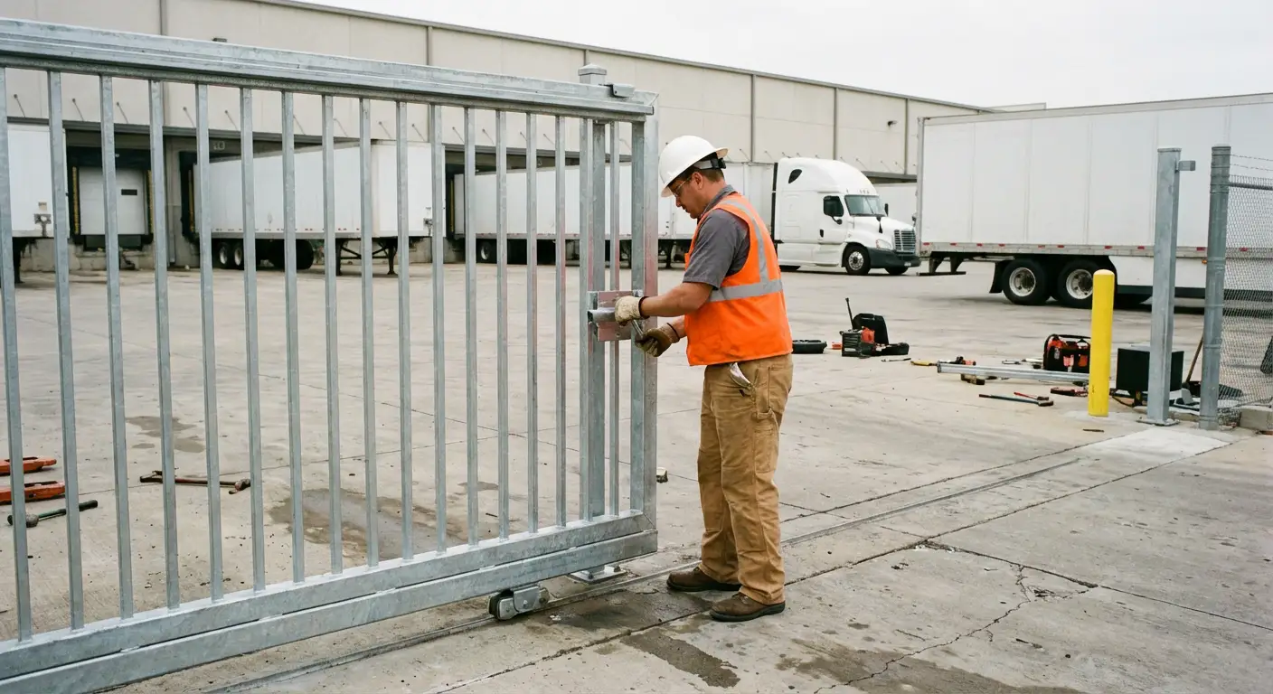 Heavy-duty temporary fencing installation in San Jacinto