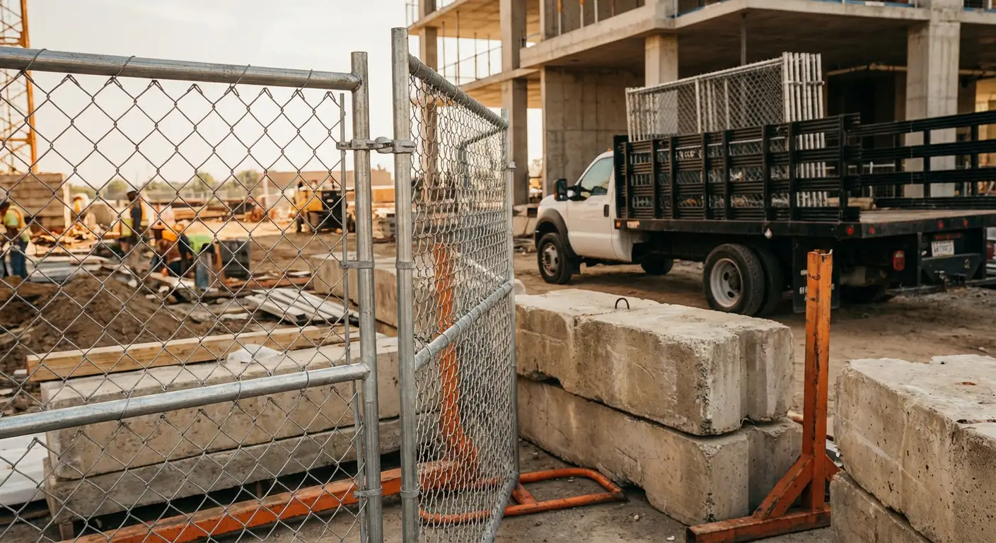Commercial temporary fencing installation site in San Jacinto, CA