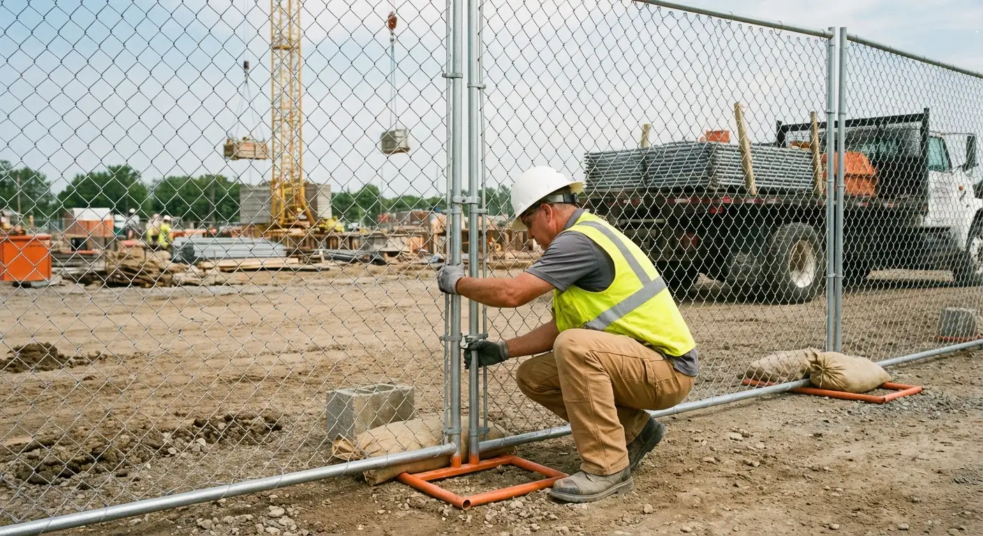 Comparison of professional fencing solutions versus DIY risks on a construction site in San Jacinto, CA