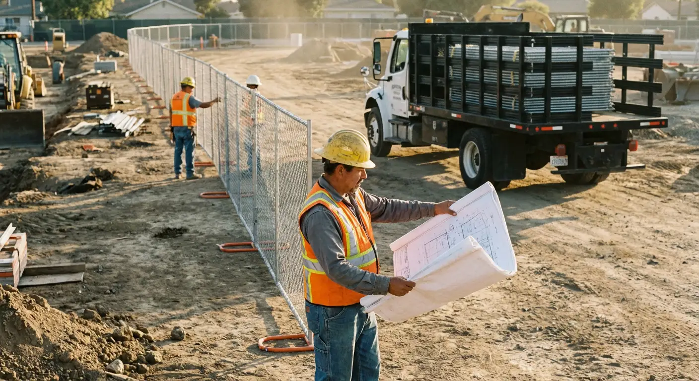 Post-driven fencing installation site in San Jacinto, CA