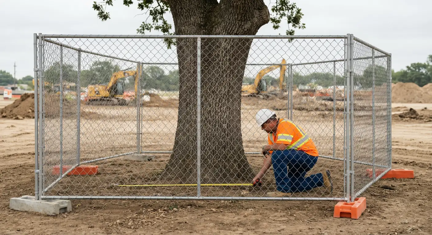 Tree protection zone fencing installation in San Jacinto, CA