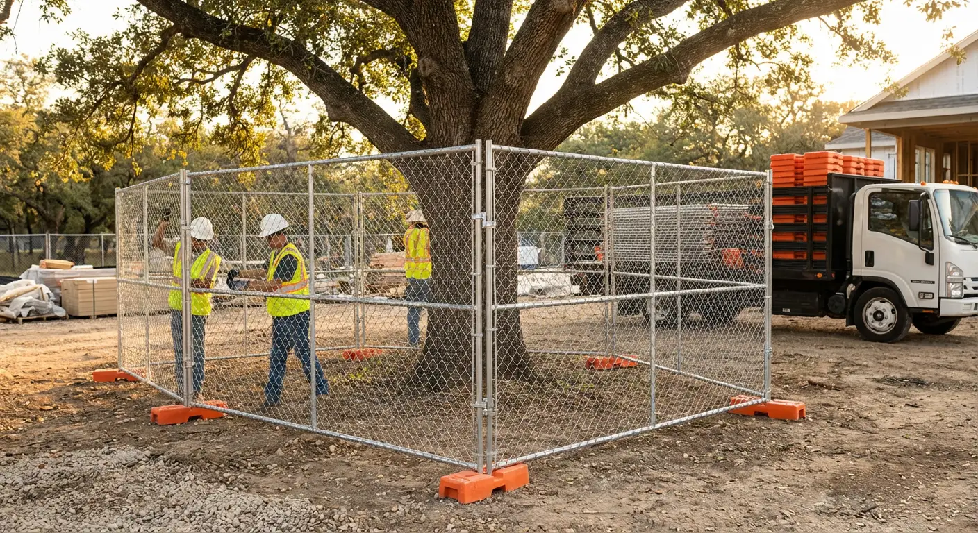Tree protection zone fencing background in San Jacinto, CA