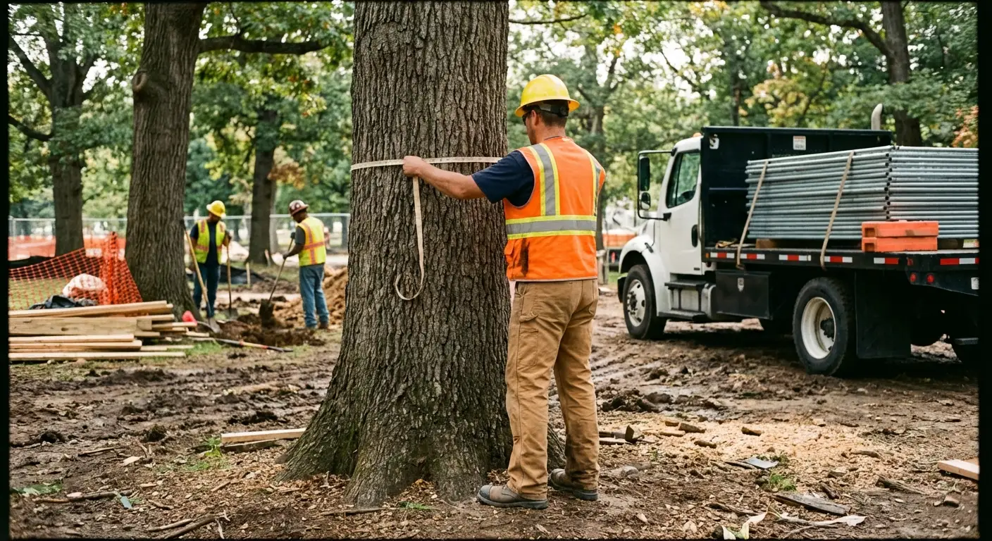 Tree protection zone fencing installation in San Jacinto, CA