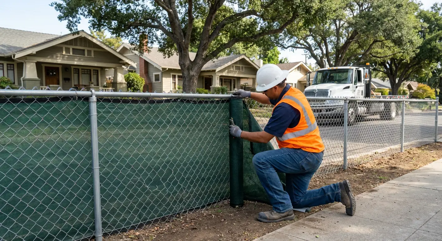 Temporary fence installation in San Jacinto