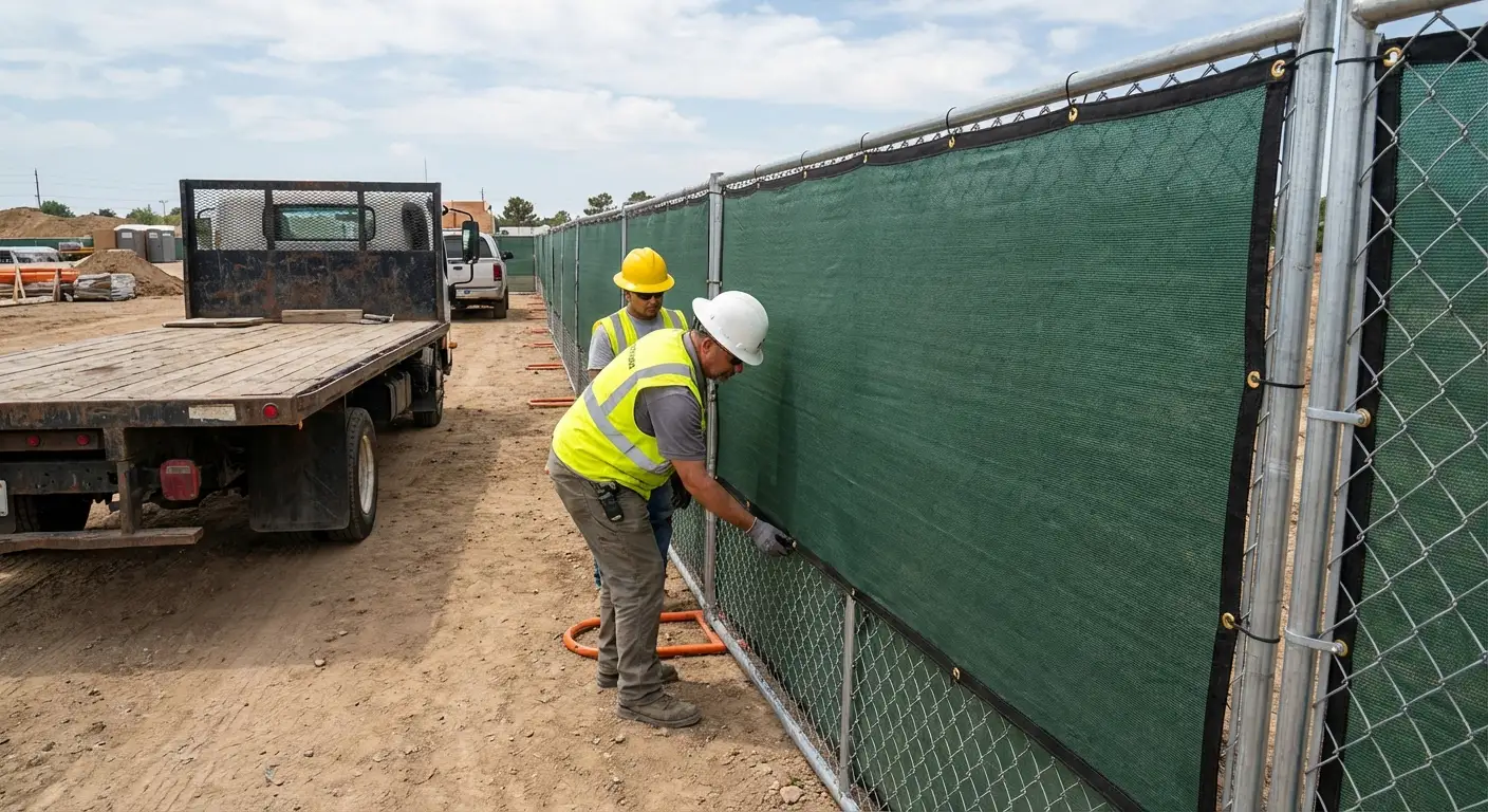 Temporary fence and barricade delivery truck in San Jacinto, CA